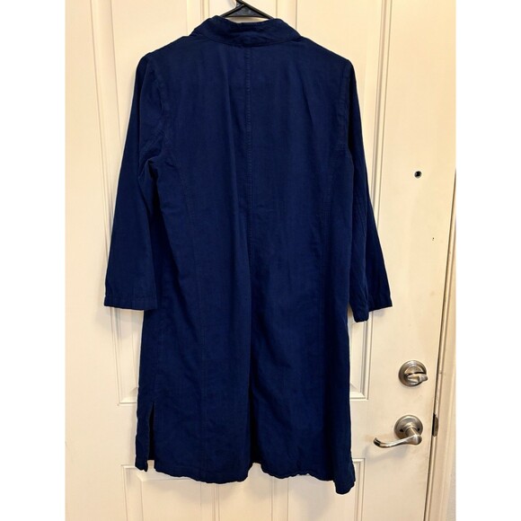 EILEEN FISHER Organic Cotton Duster Cardigan Open Front Blue XS pockets - Picture 5 of 10